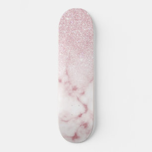 Glamoureus roze witte glitter marmer gradient ombr skateboard