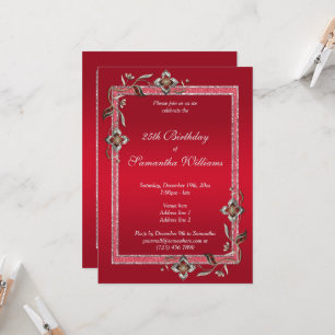 Glamoureus Ruby Red Pareltjes & Glitter Birthday Kaart