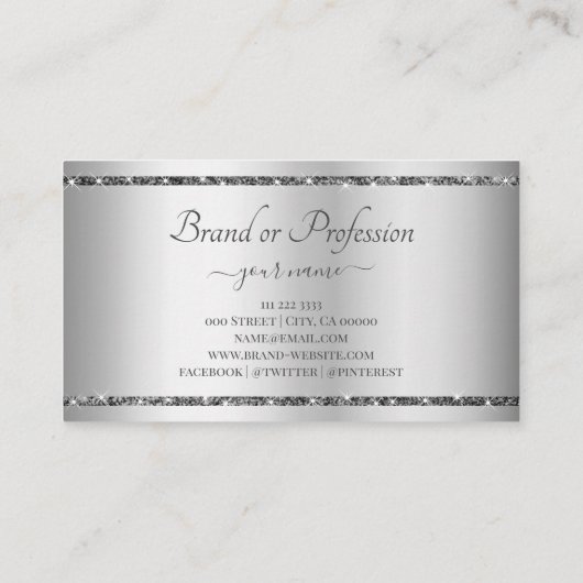 Glamoureus Silver Effect Lumineuze glittersterren Visitekaartje (Achterkant)