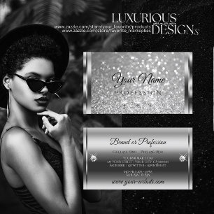 Glamoureus Silver Glitter Luminous Stars Diamonds Visitekaartje