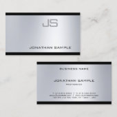 Glamoureus Silver Graceful Modern Monogram Plain Visitekaartje (Voorkant / Achterkant)