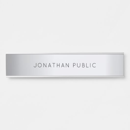 Glamoureus Silver Sjabloon Elegant modern Eenvoudi Deurbordje (Voorkant)