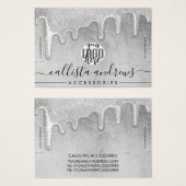 Glamoureus Silver Thick Glitter Drijft Logo Bracel Visitekaartje (Voorkant /achterkant)