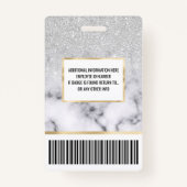 Glamoureus Silver White Glitter Marmer Gradient Badge (Achterkant)