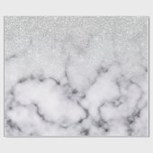 Glamoureus Silver White Glitter Marmer Gradient Cadeaupapier (Vlak)