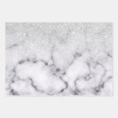 Glamoureus Silver White Glitter Marmer Gradient Inpakpapier Vel (Voorkant)