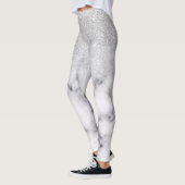 Glamoureus Silver White Glitter Marmer Gradient Leggings (Links)
