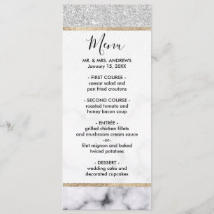 Glamoureus Silver White Glitter Marmer Gradient Menu