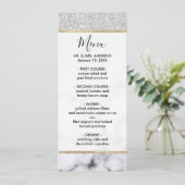 Glamoureus Silver White Glitter Marmer Gradient Menu (Staand voorkant)