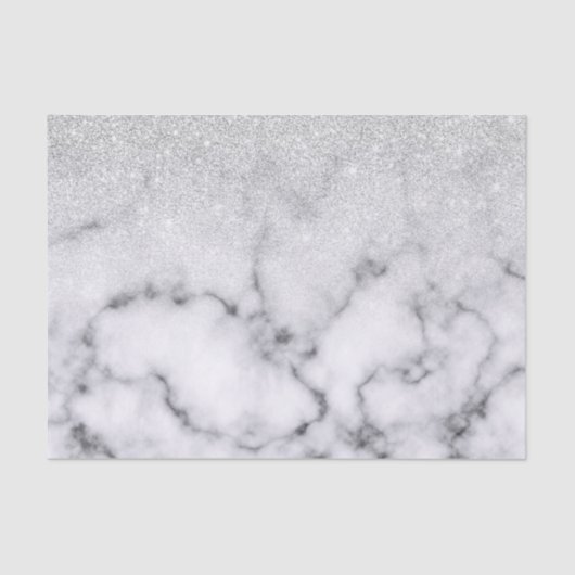 Glamoureus Silver White Glitter Marmer Gradient Tissuepapier (Voorkant)