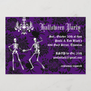 Glamoureus Skelet Halloween Costume Party paars Kaart