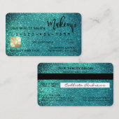 Glamoureus Sparkly Blauwgroen Glitter Credit Kaart Visitekaartje (Voorkant / Achterkant)