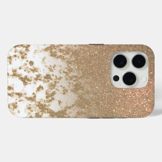 Glamoureus Sparkly Gold Glitter Marmer Case-Mate iPhone Case (Achterkant (horizontaal))