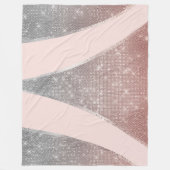 Glamoureus Sparkly Silver Roos Gold Glitter Geo Fleece Deken (Voorkant)