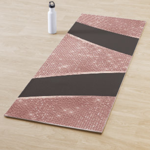 Glamoureus Sparkly Silver Roos Gold Glitter Geo Yogamat