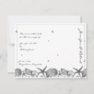 Glamoureus strand in Silver Save the Date Kaart