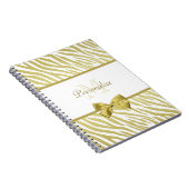 Glamoureus White en Gold Zebra afdrukken met naam Notitieboek (Rechterzijde)