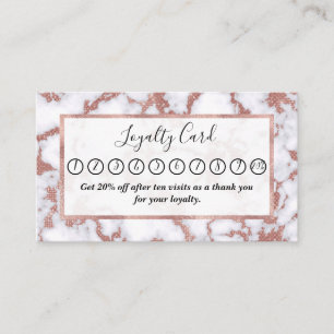 Glamoureus White Rose Gold Glitter Marble Patroon Klantenkaartje