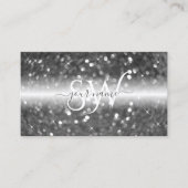 Glamoureus White Silver Sparking Glitter Initialen Visitekaartje (Voorkant)