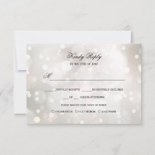 Glamoureus Wit Glitter ZILVER RSVP MENU KEUZE