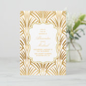 Glamoureus wit goud Art Deco bruiloft Kaart (Staand voorkant)