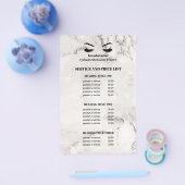Glamoureus witte marmer EYELASH SALON SERVICE LIST Flyer (Enkel)