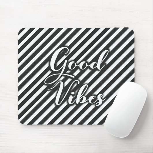 Glamoureus, zwart-wit Good Vibes mousepad Muismat (Met muis)