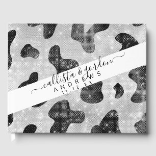 Glamoureus zwarte sparkly Glitter-Koe Afdrukken Gastenboek
