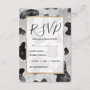 Glamoureus zwarte sparkly Glitter-Koe Afdrukken Informatiekaartje