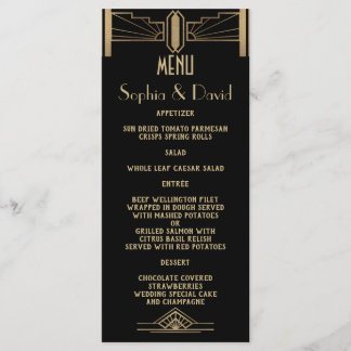 Glamoureuze 1920 Great Gatsby Art Deco Trouwmenu Menu