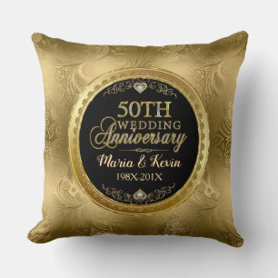 Glamoureuze 50e Gold Wedding-Sjabloon Kussen