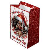 Glamoureuze Afro-Amerikaanse kerstvrouw Medium Cadeauzakje (Achterkant Gekanteld)