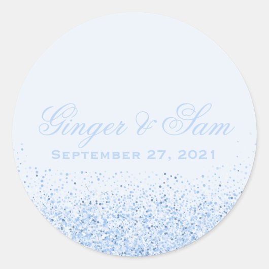 Glamoureuze Baby Blauw Glitter Trouwstickers Ronde Sticker (Voorkant)