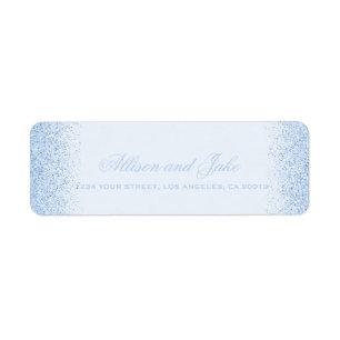 Glamoureuze Baby Blue Glitter Adresetiketten Etiket