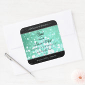 Glamoureuze Blauwgroen Sparkle Glitter Logo — Prod Vierkante Sticker (Envelop)
