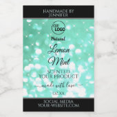 Glamoureuze Blauwgroen Sparkle Glitter Logo — Prod Voedselcontainer Etiket (Enkel label)