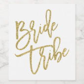 Glamoureuze bruid Tribe Gold Glitter Wijnfles Wijn Etiket (Enkel label)