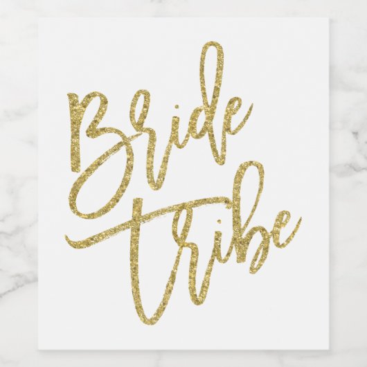 Glamoureuze bruid Tribe Gold Glitter Wijnfles Wijn Etiket (Enkel label)