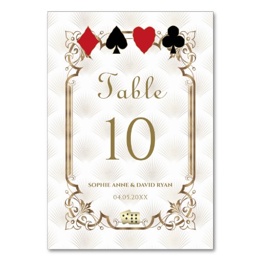 Glamoureuze Casino Goud Witte Art Deco Bruiloft Kaart (Achterkant)