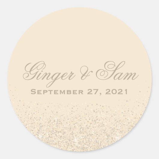 Glamoureuze Champagne Glitter Wedding Stickers (Voorkant)