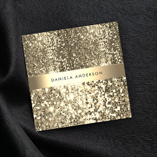 Glamoureuze Champagne Gold Glitter Luxe Vierkante Visitekaartje