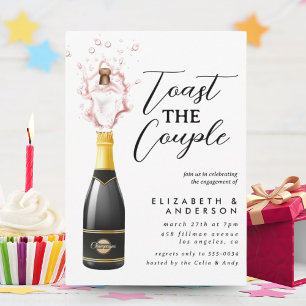 Glamoureuze Champagne Toast Engagement Party Kaart