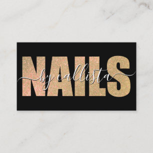 Glamoureuze Chic Gold Glitter Typography Nail Arti Visitekaartje