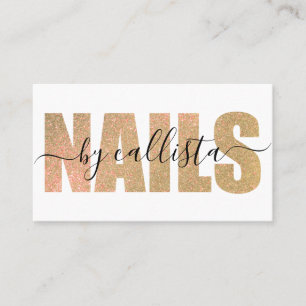 Glamoureuze Chic Gold Glitter Typography Nail Arti Visitekaartje