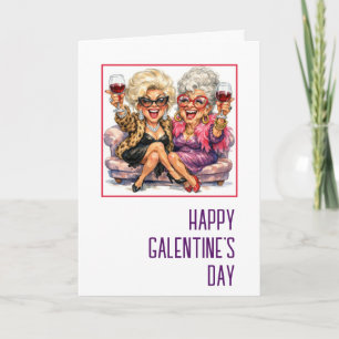 Glamoureuze dames op Galentine's Day Oude Dames Kaart