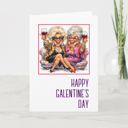 Glamoureuze dames op Galentine's Day Oude Dames Kaart (Voorkant)