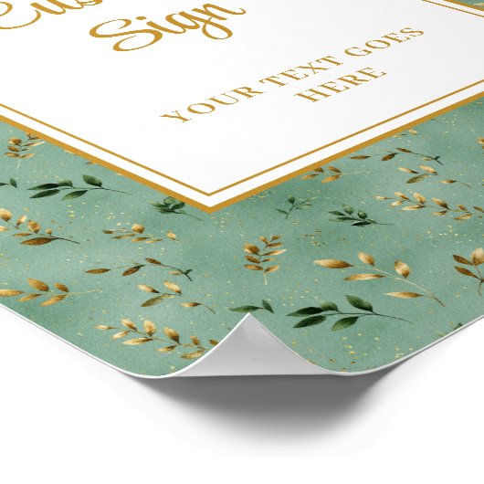 Glamoureuze Deep Green Gold Eucalyptus Custom Sign Poster (Hoek)