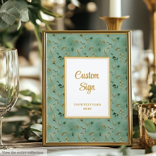 Glamoureuze Deep Green Gold Eucalyptus Custom Sign Poster