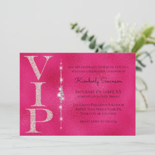 Glamoureuze diamanten Hot Pink Glitter VIP Party Kaart