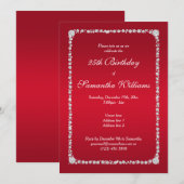 Glamoureuze Diamond Lijst & Ruby Red Verjaardag Kaart (Voorkant / Achterkant)